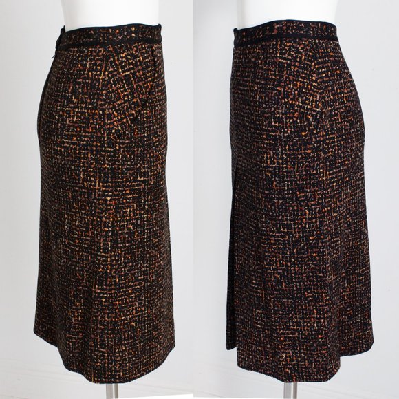 Leonard Paris Skirt Abstract Print Pleated High Waist Wool Blend - Picture 4 of 8